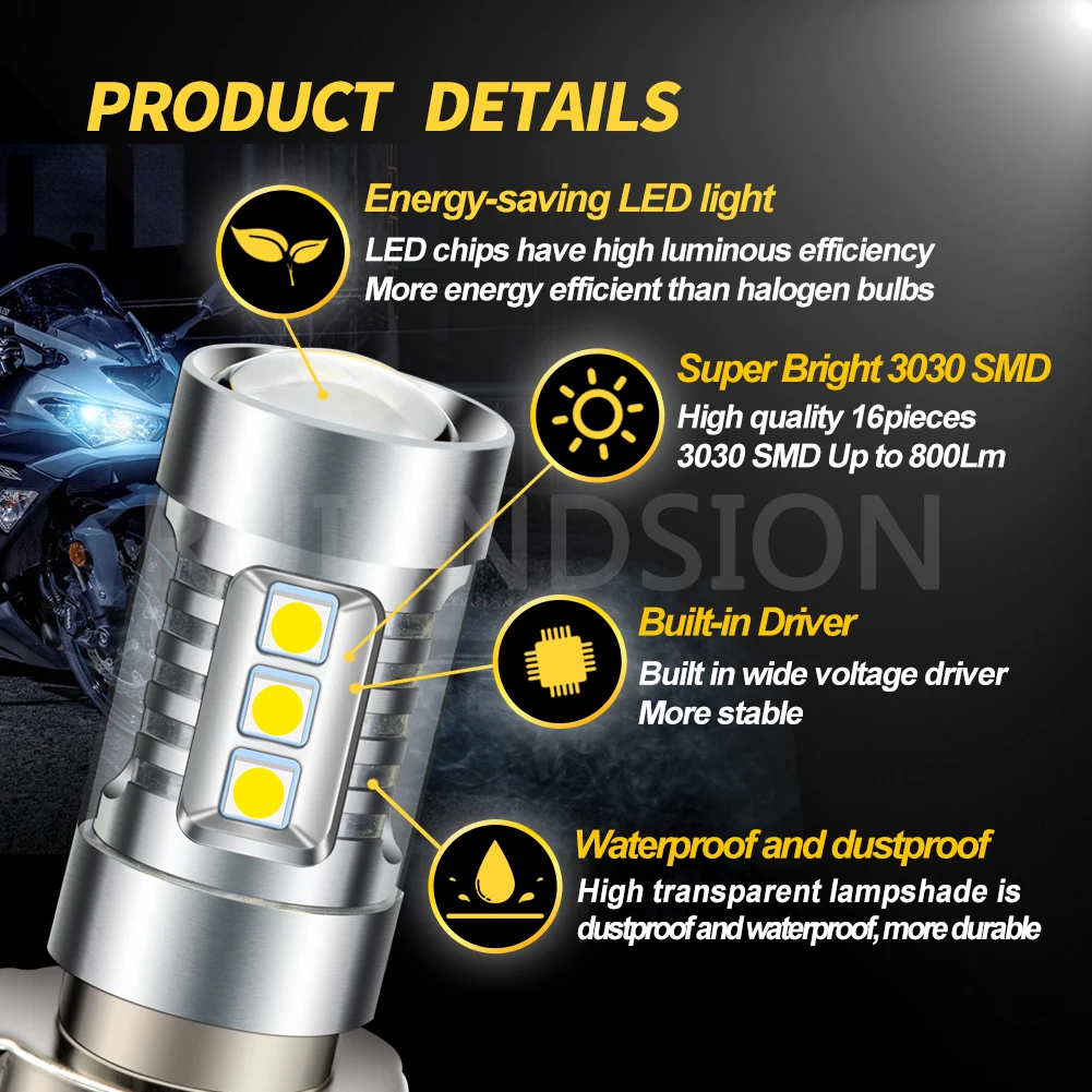 Ruiandsion P26S LED Motorcycle Tractor Tricycle Bulb DC 10-30V Fit 12V 24V  Driving Light Front Bulb 800LM 6000K White 1-Pack