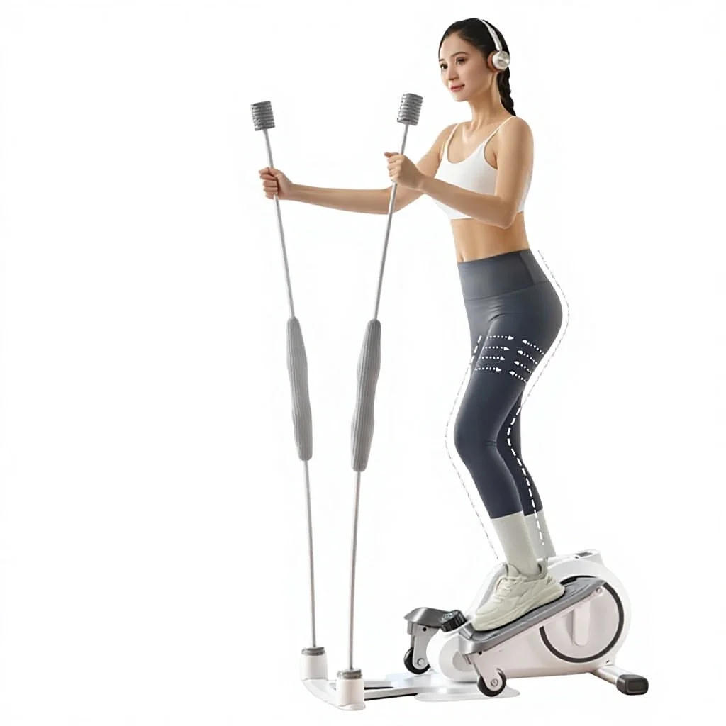 

Компактный бесшумный эллиптический тренажер для дома и путешествий, стальной, для фитнеса и коррекции фигуры