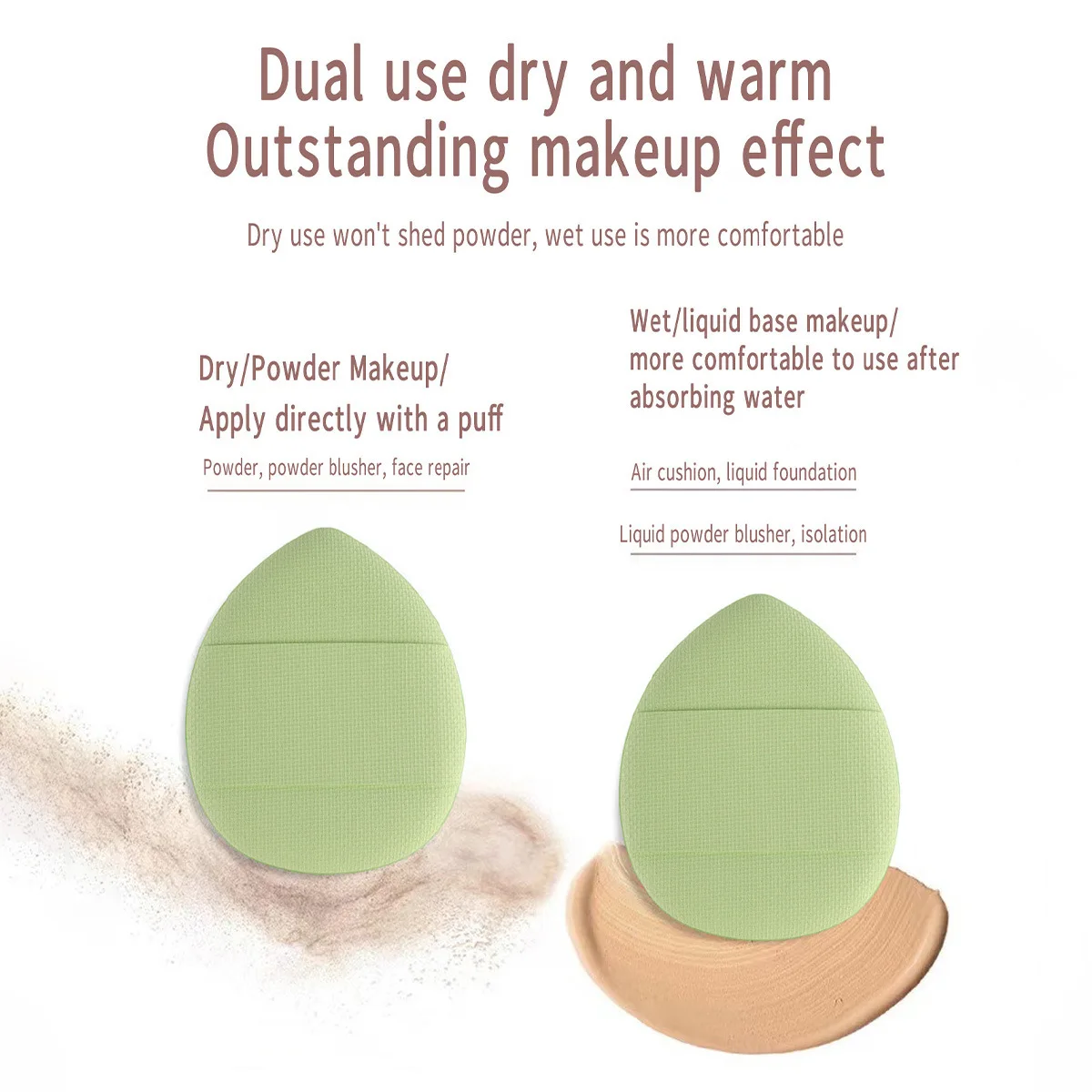 Set di pennelli per trucco da 36 pezzi con spugna di bellezza, soffio per cuscino e fascia per capelli, pacchetto di borse cosmetiche verdi per truccatori professionisti