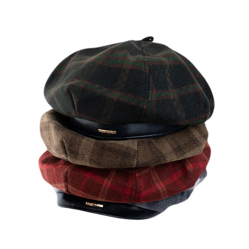New Women's Retro Fashion Wool Beret Casual Knitted Artist Hat Versatile Wmar Round Top Bud Hats Casual Outdoor Berets