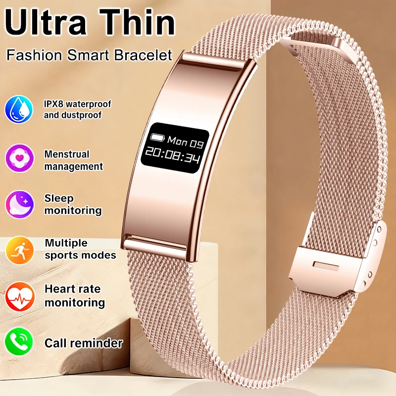 

Новый модный смарт-браслет 2026 года для женщин и мужчин: фитнес-трекер, мониторинг сердечного ритма и здоровья, водонепроницаемость 10ATM, напоминание о звонках, умные часы