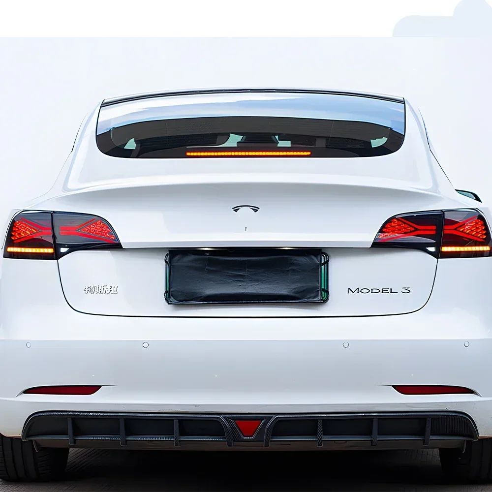 For Tesla Model 3 Model Y 2019-2023 Auto Rear Back Lamps Upgrade Dynamic Brake Light Accessories LED Car Taillights Assembly