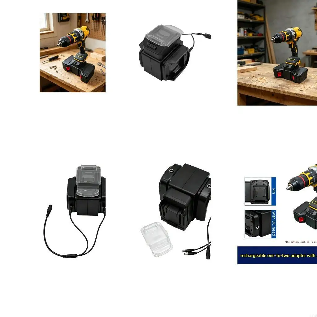 

High Compatibility 21V Battery Splitter with Plugs Supports Two Batteries Parallel Connection Portable Battery Adapter M4YD