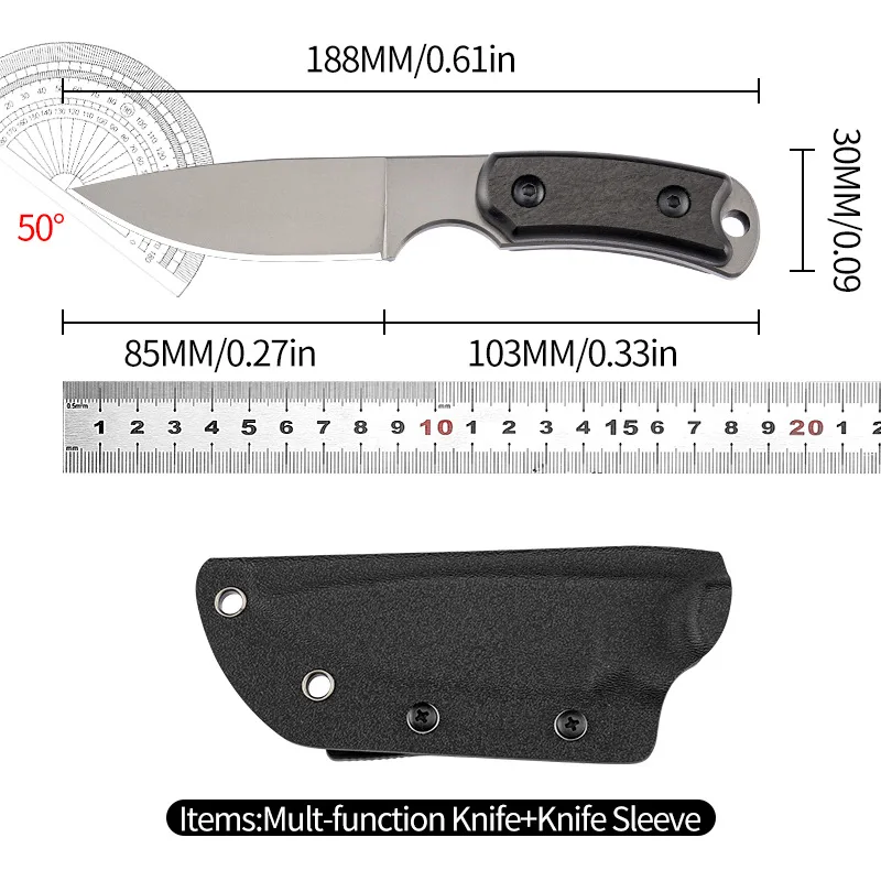 Outdoor High Hardness Small Straight Knife  Blade Ebony Handle Camping Survival Hiking Fishing EDC Tools Multi-Use Small Knife