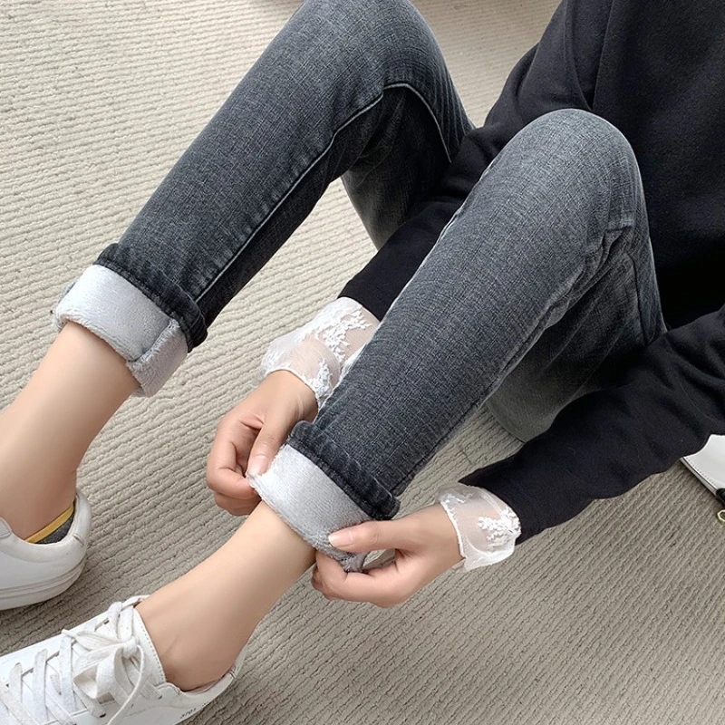 Winter Thick female Velvet Women High Waist Skinny Jeans Simple Fleece Warm Slim fit Stretch Ladies Casual Denim Pencil Pants