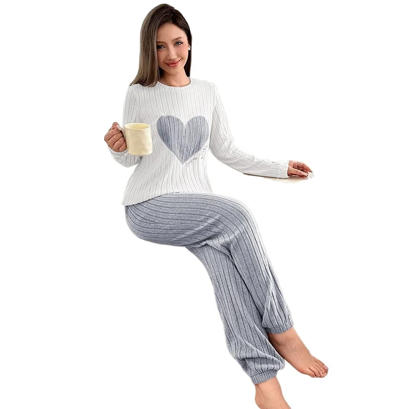 

Sweet Love Pajamas Women's Suit New Temperament Round Neck Long-sleeved Trousers Two-piece Set Comfortable Loungewear Trendy