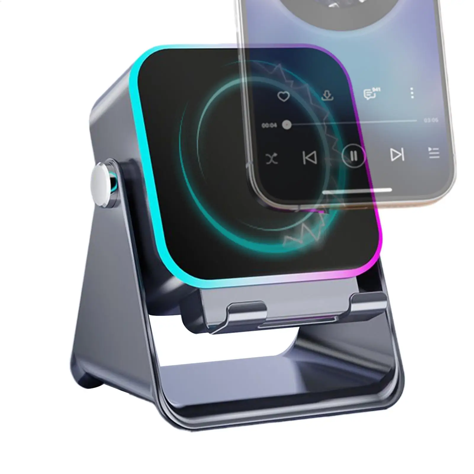 

Upgraded Folding Phone Holder With Induction Speaker & Light Portable Audio Bracket For Desk Home Office Travel Birthday Gift