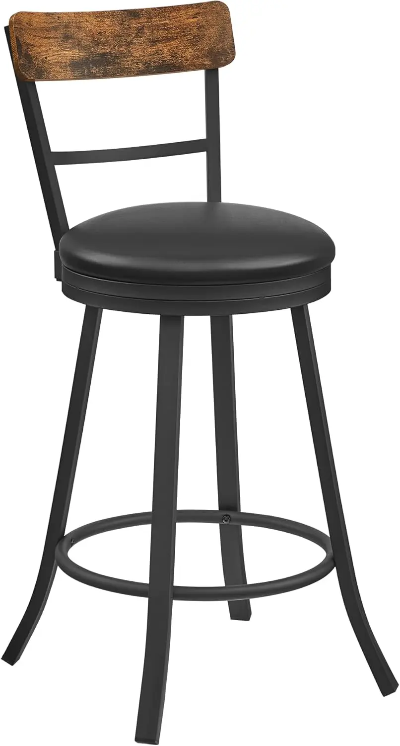 

Swivel Stools Counter Height, 25.8 Inch Barstools Chairs with Backs, Upholstered Cushioned Seat and Footrest, Easy Assembly, In