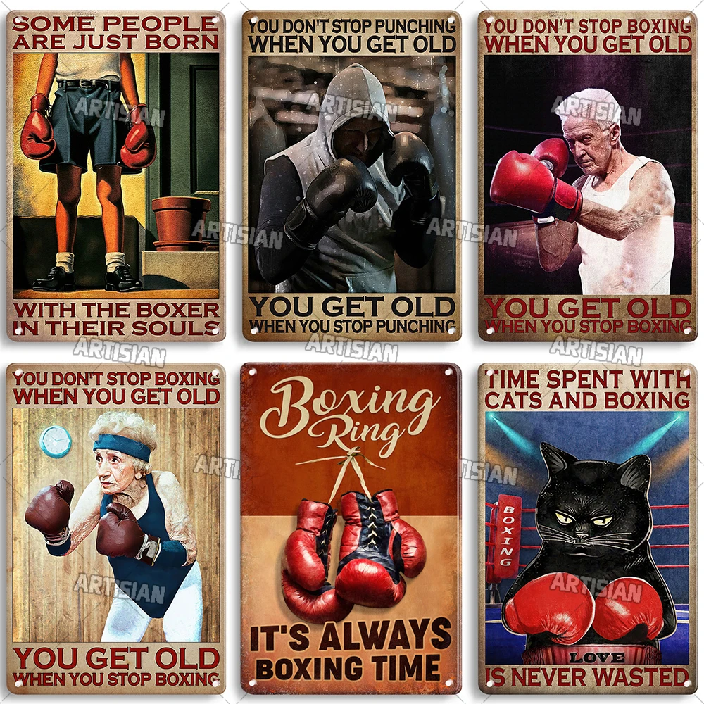 ARTISIAN Vintage Boxing Metal Tin Sign Decoraitve Metal Poster Classic Sport Metal Sign Home Bar Restaurant Industrial Decor