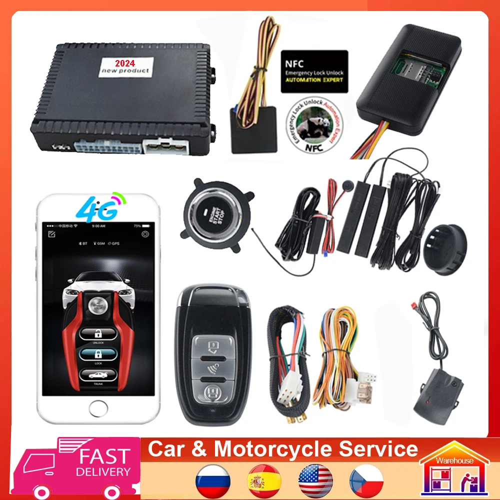 

Cardot 4G Car Start Stop Engine Remote lock/unlock Keyless Entry System Passpad Auto Alarm One Push Start Button LCD Car Key