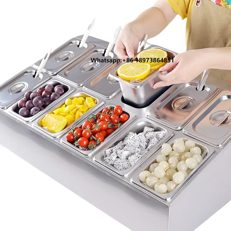 

Modern Stainless Steel Reusable Fruit Salad & Condiment Dispenser Restaurant Serving Drinkware Accessories Metal Material