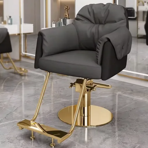 Luxury Barbershop Special Chair High-end Lift Rotary Haircuts ChairThickened Metal Chassis Chair