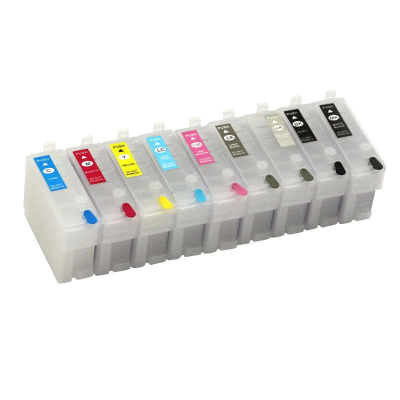 9Color 1Set Empty Refillable Ink Cartridge or ARC Auto Reset Chip Compatible For Epson P600 P608 R3000 Printer T7601 T7611 T1571