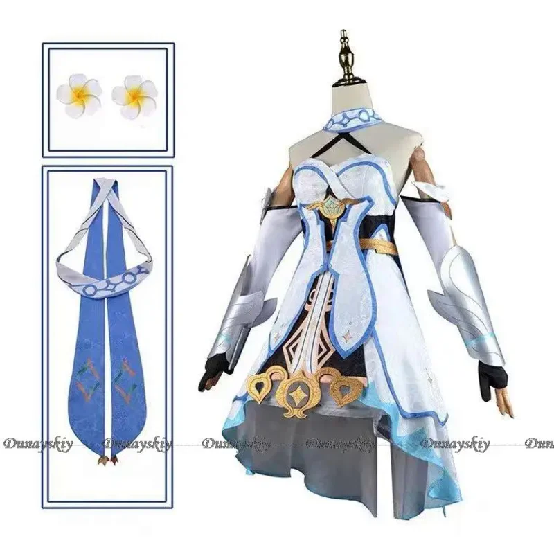 Game Genshin Impact traveler Lumine Cosplay Costume Lumine Set and Lumine Wig Dress Costumes for Women Party Outfits