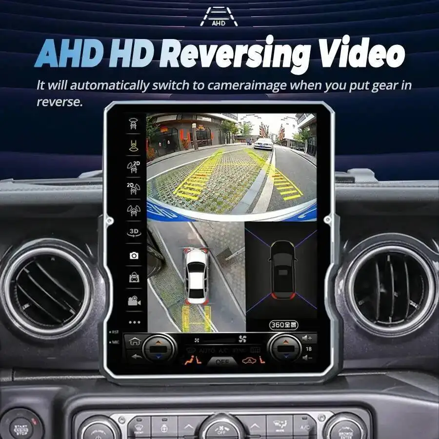 

Автомагнитола с 12,1-дюймовым Android-экраном, мультимедиа, CarPlay, навигация для Jeep Wrangler JL, Gladiator, пикапов JT 2018-2023 годов