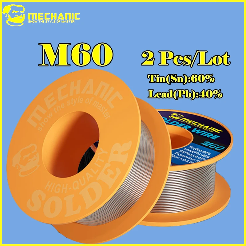MECHANIC 2 szt./partia M60 Sn60Pb40 Lut z rdzeniem kalafonowym o wysokiej czystości, gładkie łączenia lutownicze do naprawy płyt głównych PCB