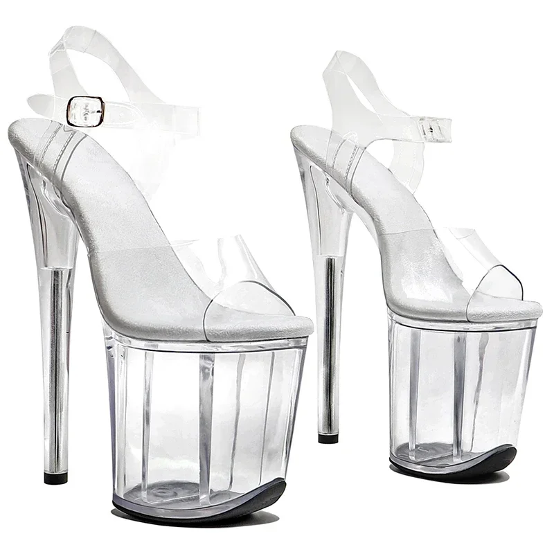 Leecabe-Chaussures à talons hauts en PVC transparent, sandales de fête, talon décapant, chaussures de pole légiti, tendance supérieure, plate-forme de mode, 8 po, 20cm