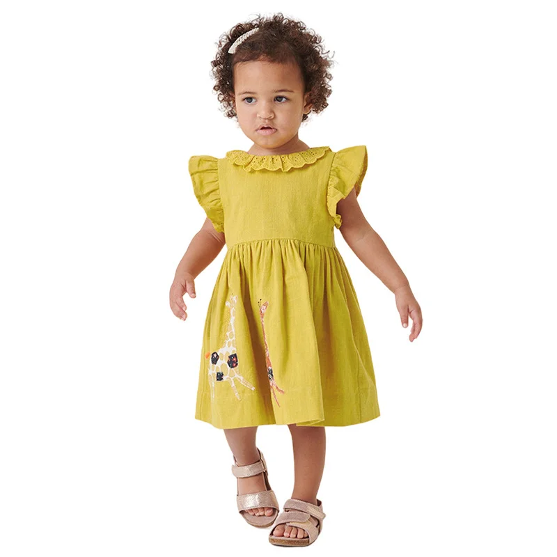 Spring meter 2-8 Jahre Neuankömmling Mädchen Kleider Blumen applikation heiß verkaufen Sommer Kinder Kleidung Kurzarm Baby Kleider – Detail 12
