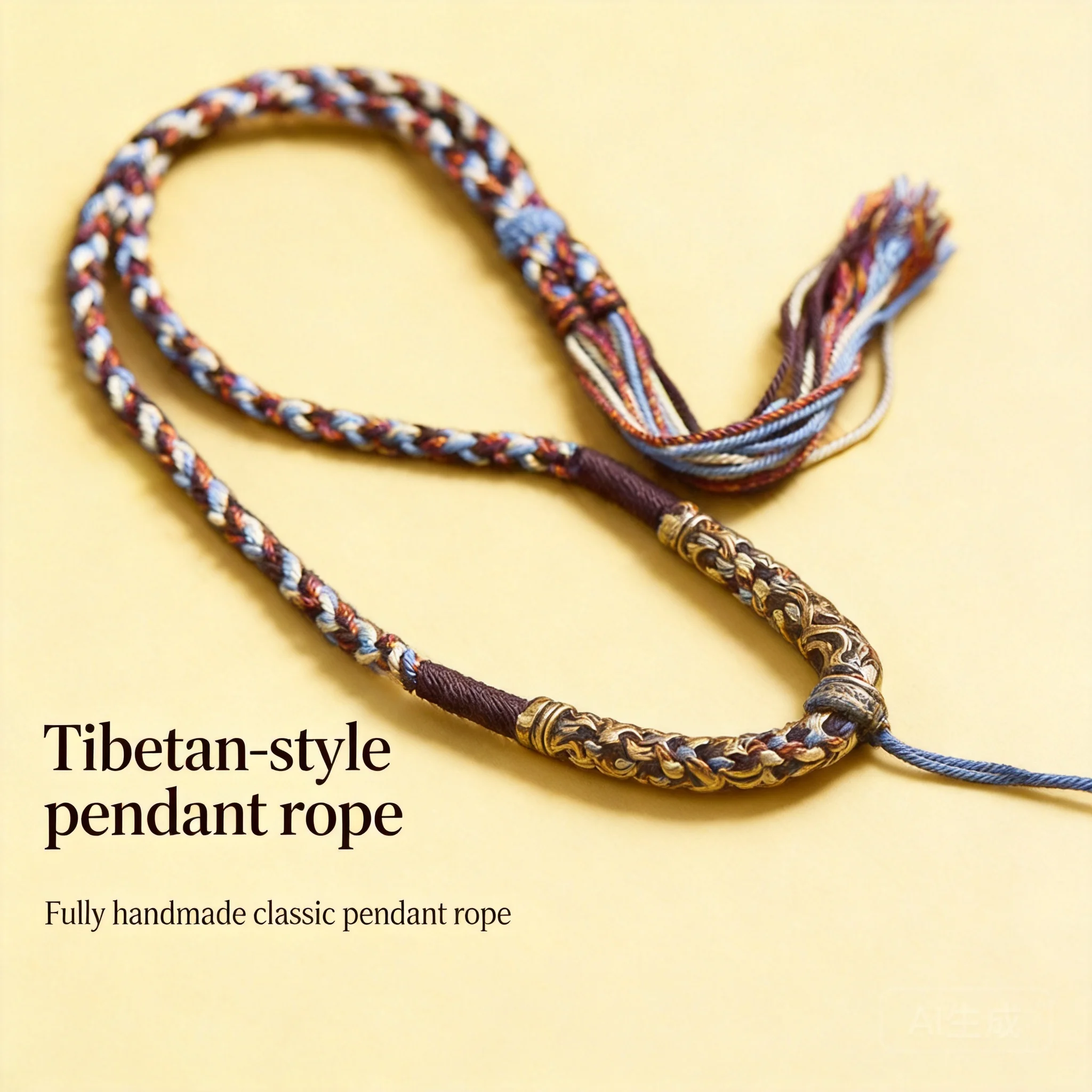 Traditional Chinese Tibetan Style Handmade Braided Cotton Linen Multicolor Necklace Rope For Thangka Buddha Amulet Pendant Lucky