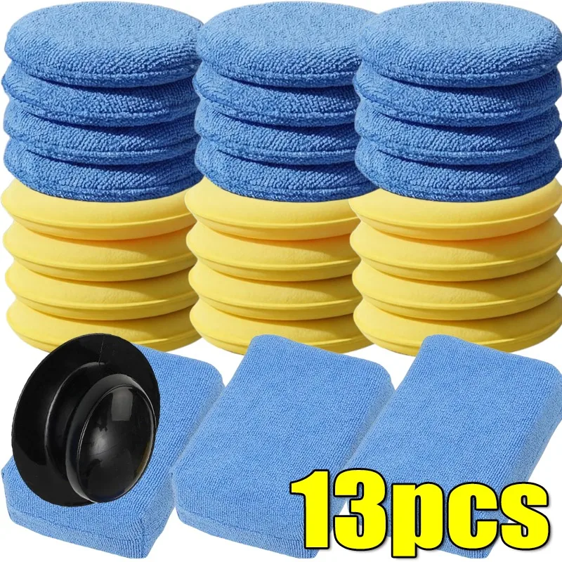 

13pcs Car Wax Applicator Pads Microfibre Polishing Sponges Soft Auto Detailing Waxing Sponge Cleaning Foam Car Paint Care Pad