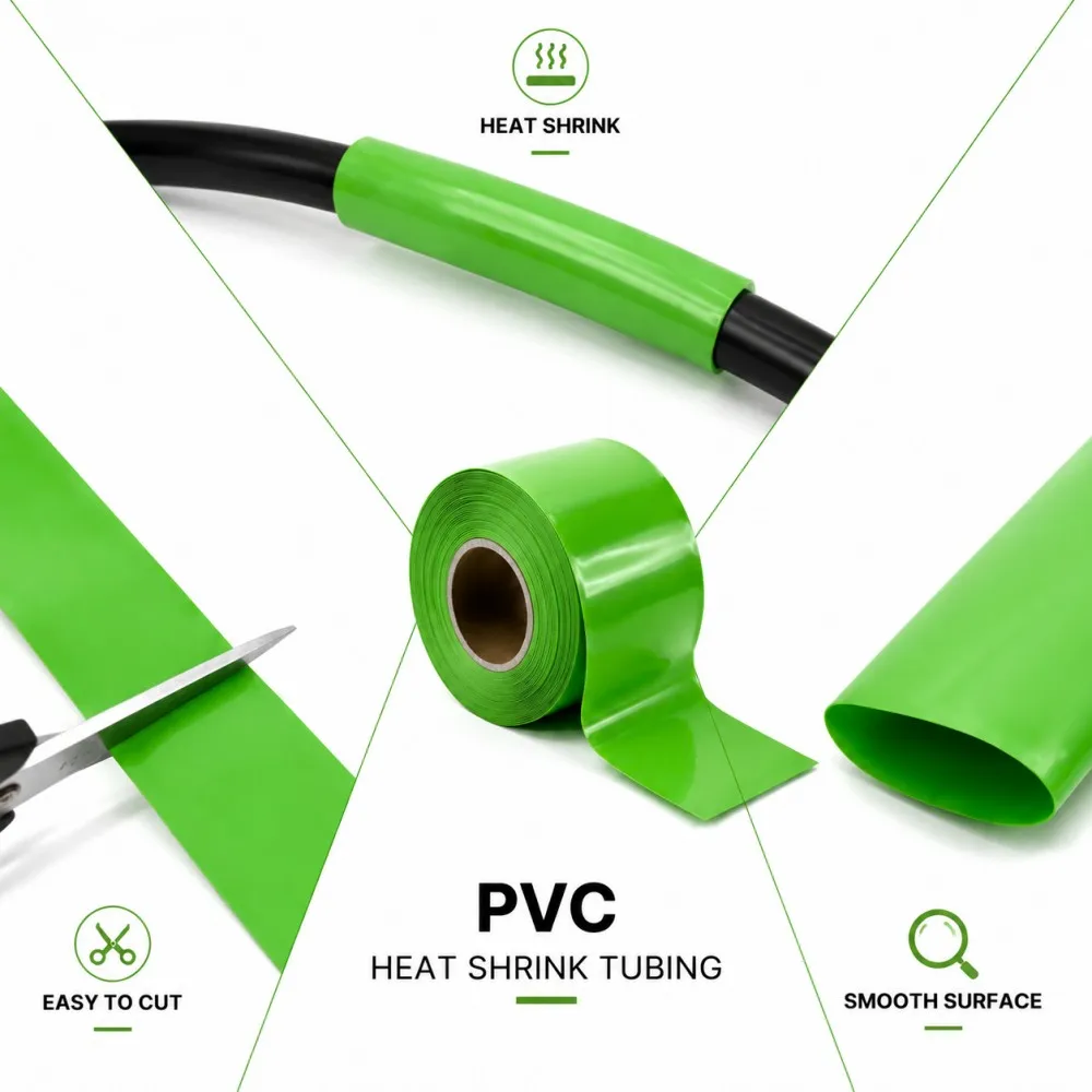 18650 Lithium Battery Film PVC Green Heat Shrink Tube  30-100mm Width Battery Pack Sleeve   Insulation Protection Sheath