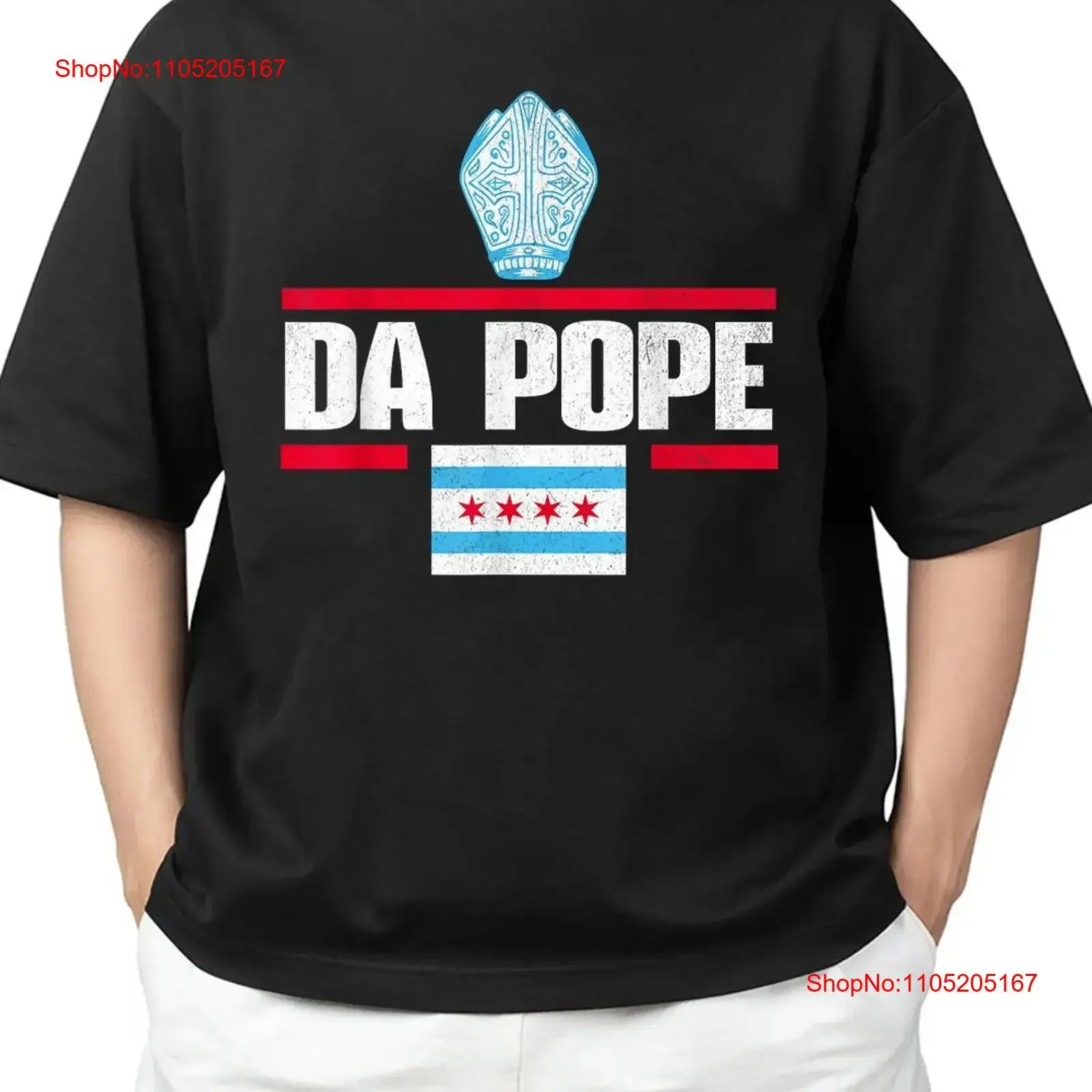 Da Pope Leo XIV Chicago Flag USA Adult S 4XL T Shirt vintage Washed Versatile Stretched Comfortable Unisex Slightly