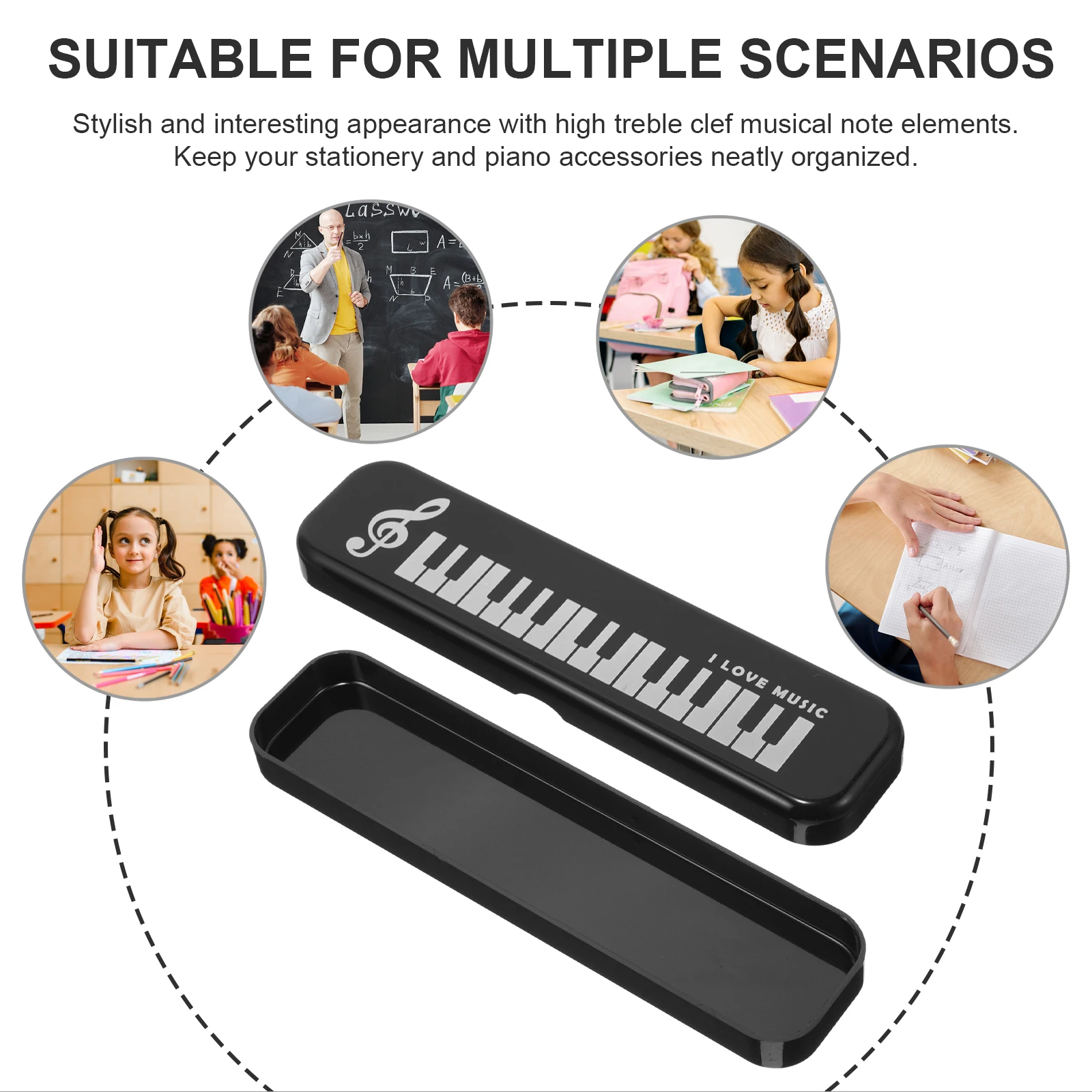 

Piano Keyboard Stationery Box Plastic Organizer Multi-functional Case Black Large Capacity School Supplies Pen Holder