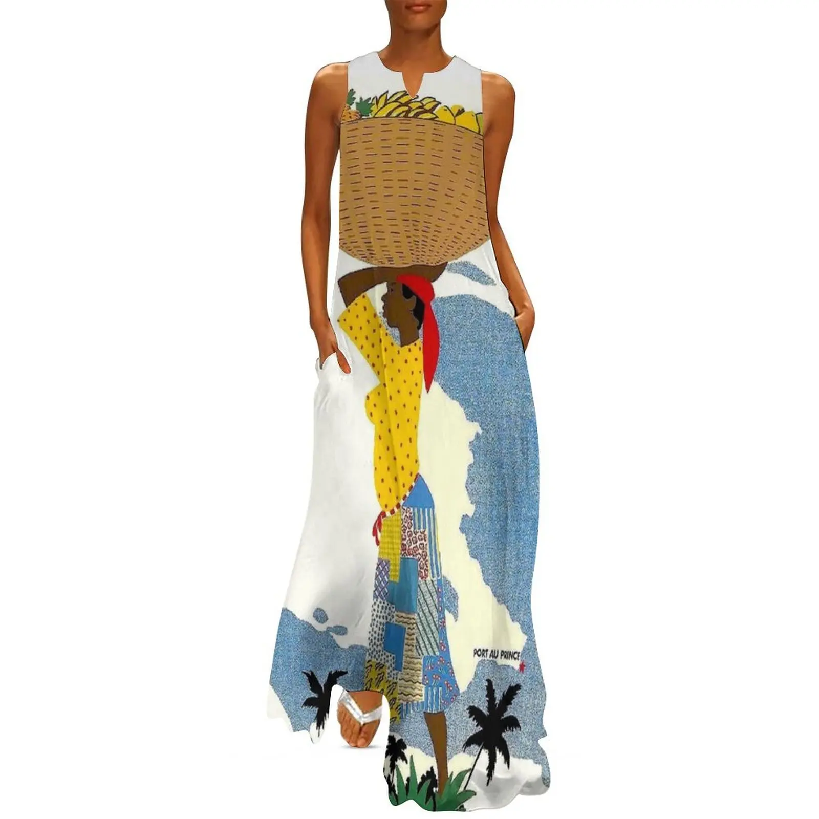 

HAITI; Vintage Travel Advertising Print Long Dress dresses ladies 2025 summer Casual dresses Dress
