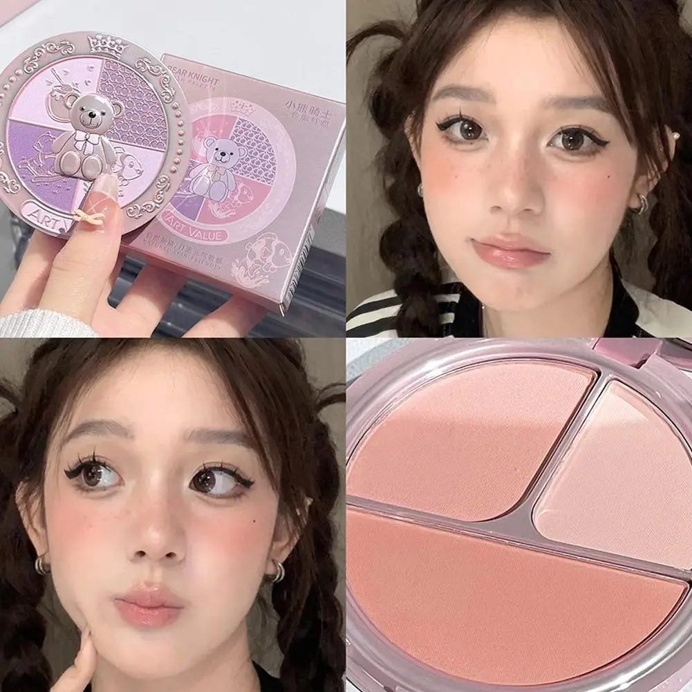 3-color Matte Blush Palette For Contouring, Highlighting Women Multi-purpose Makeup,natural Long-lasting, High Pigment