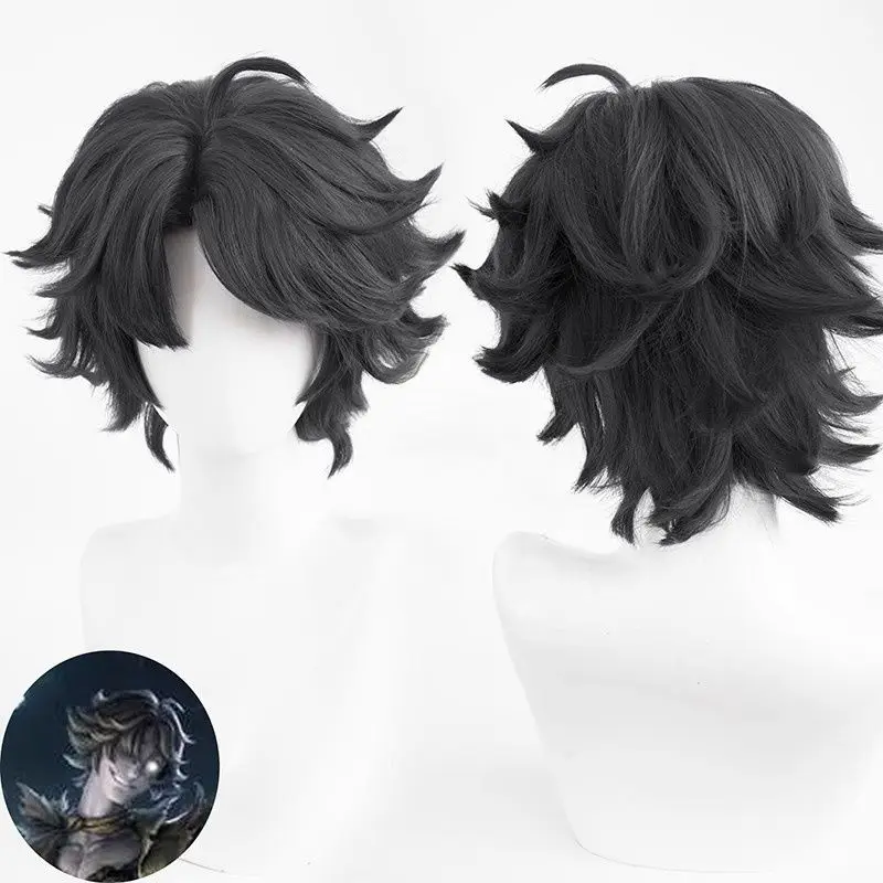 2026 New Identity V Prospector Fool's Gold Butcher Persona Wig Men's Black Short Hair Rose Net Styling Cosplay Wig