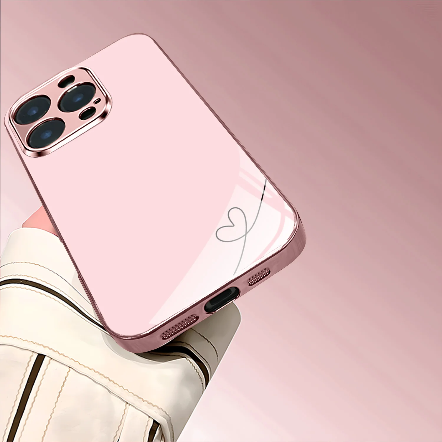 The New Heart-shaped Pattern Electroplated Glass Phone case is suitable for iPhone 18, 17,16, 15, 14, 14plus, 13, 12, 11, etc.