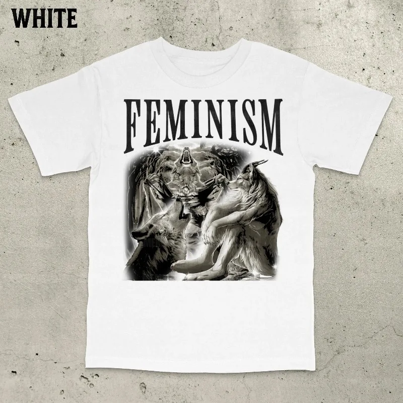Funny Feminism Shirt, Alpha Wolf T-Shirt, Bold Statement Funny Cringe Werewolf Memes 90s Vintage Bootleg Cotton Tee