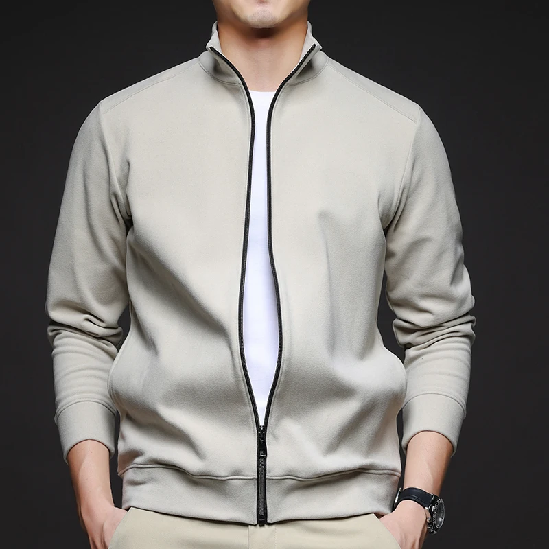 سترة مخملية ألمانية جديدة لخريف وشتاء 2025 مزدوجة الجوانب معطف رجالي بسحاب وياقة واقفة مع قلنسوة دافئة #2