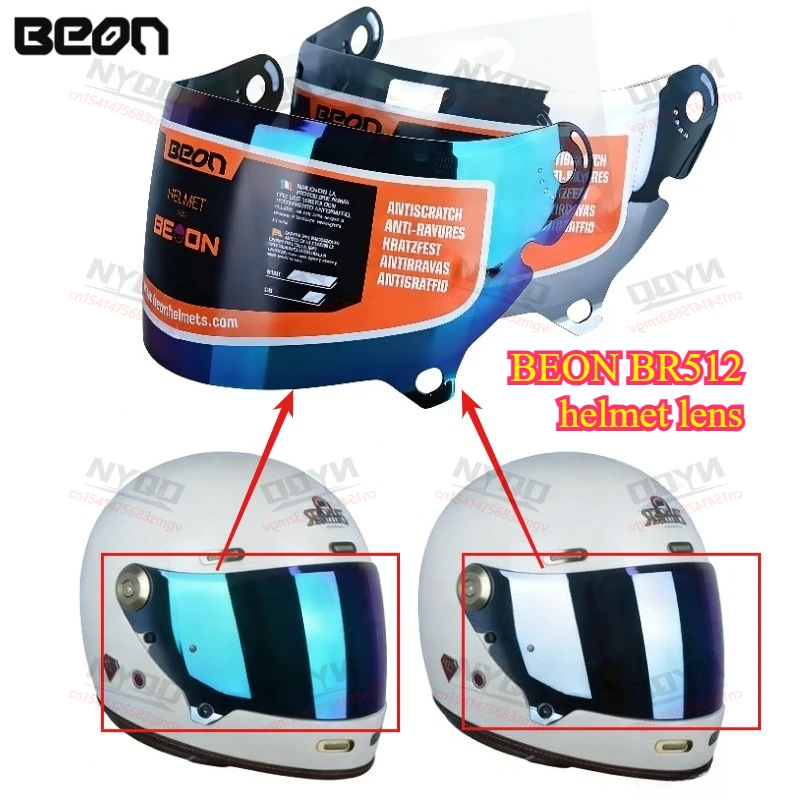 

BEON BR512 Electroplated Lenses Colored Visors for Retro Full Helmet Fiberglass Carbon Fiber Helmet Accessories