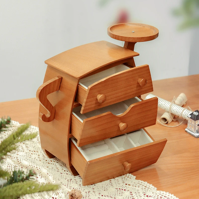 

Fat Dun Dun jewelry box Solid wood storage box High-end exquisite jewelry Gold wedding housewarming gift