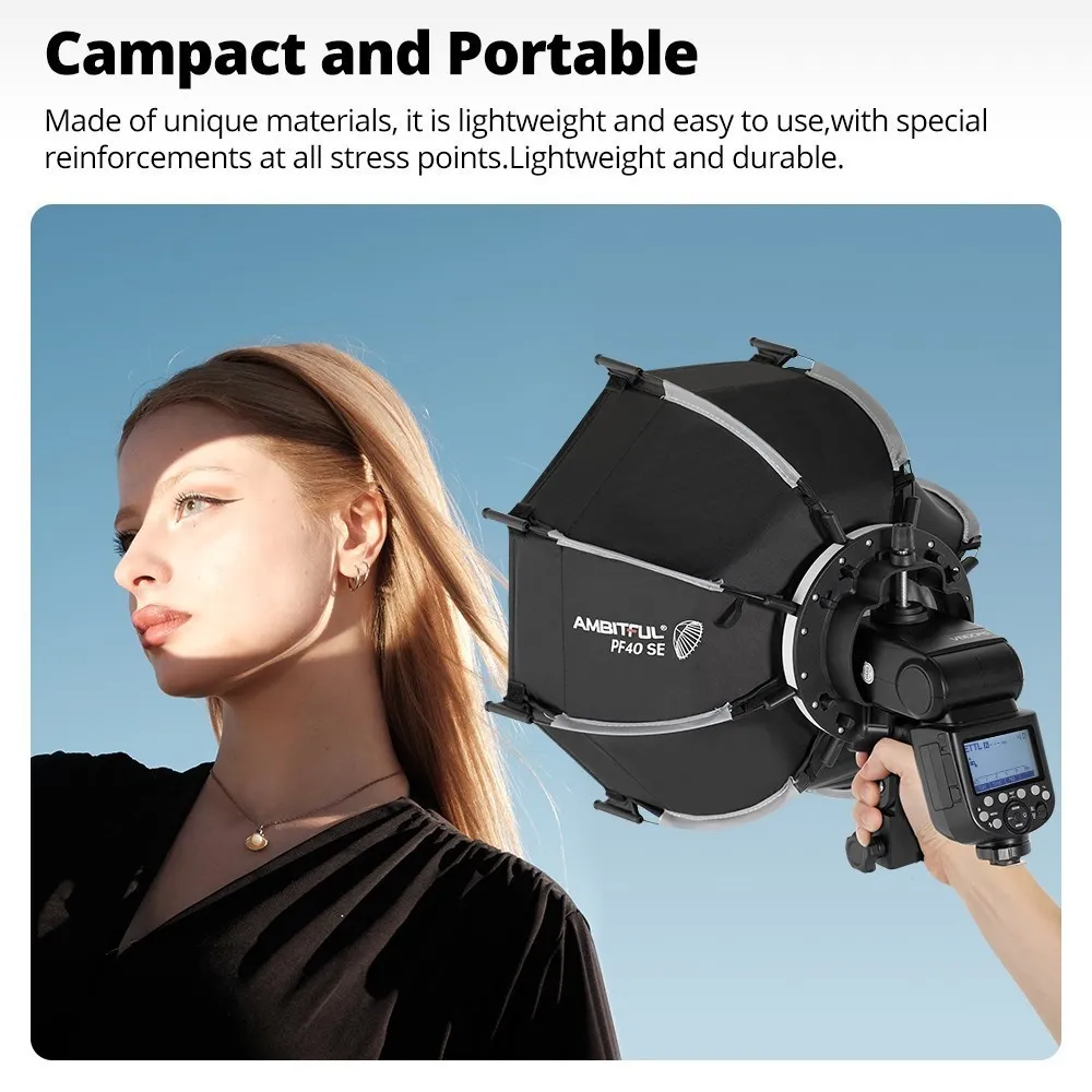 AMBITFUL 30cm PF30 SE 40cm PF40 SE Camera Flash Mini Softbox Portable Octagon Umbrella Softbox + Honeycomb Grid for V1 AD200PRO
