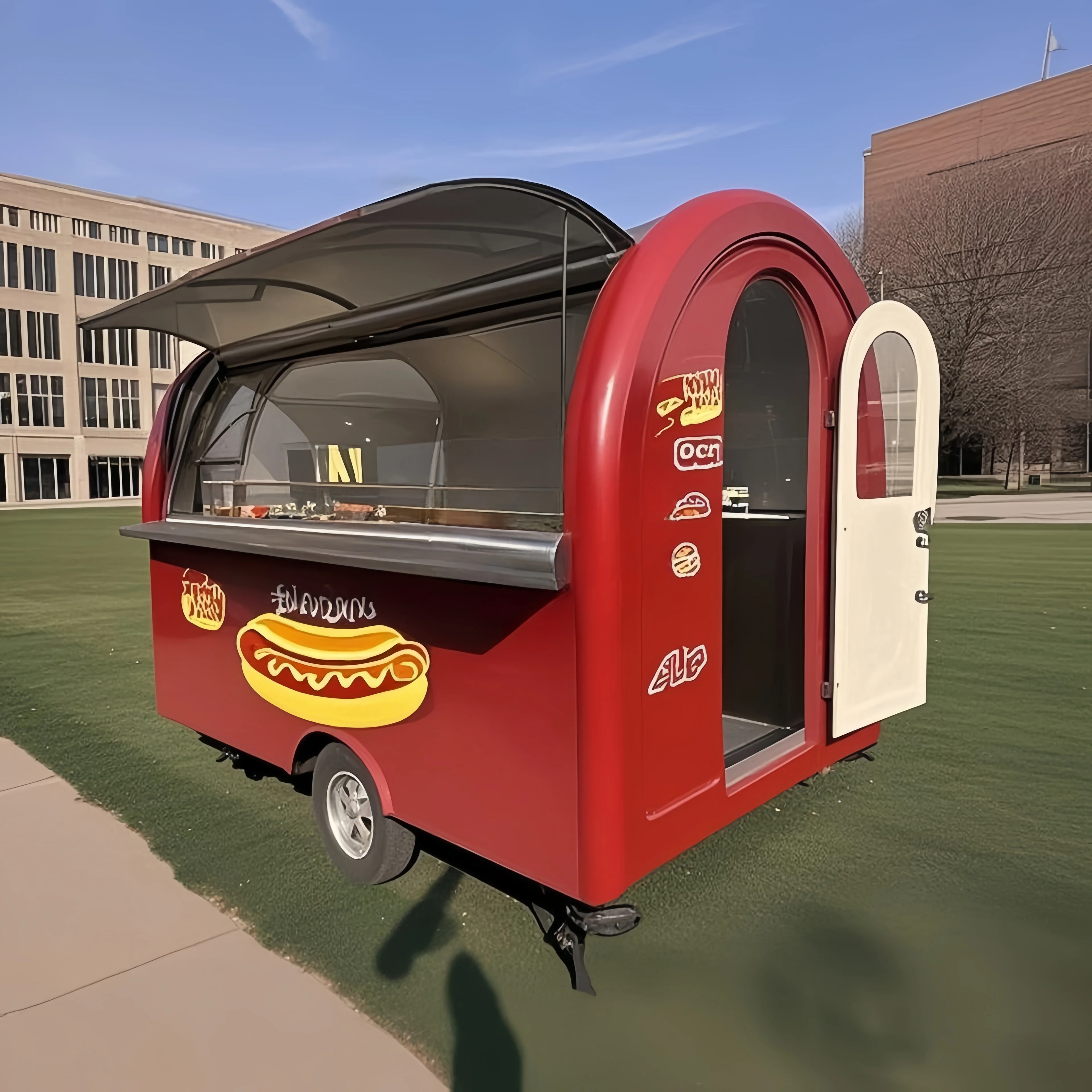 

Portable Outdoor Kitchen Food Truck Trailer Cart Mobile Snack Bar Ice Cream Truck Tent Caravan - Ideal for Camping And Catering