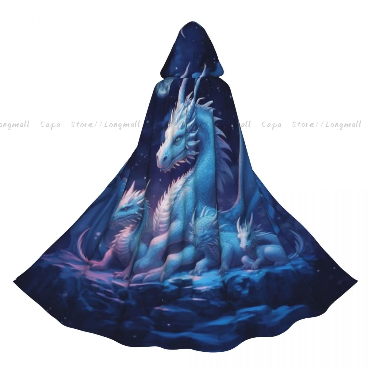 

Накидка вампира для взрослых, халат с капюшоном, дракон в ночное время, небо, полный звезд, плащ на Хэллоуин, полная длина, косплей