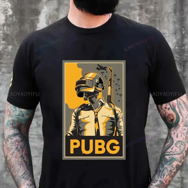 PUBG HOPE Gold Rush T-Shirt PUBG 100%cotton T Shirt Playerunknowns Battlegrounds Gaming Cartoon Tees Men Unisex New Fashion Tops