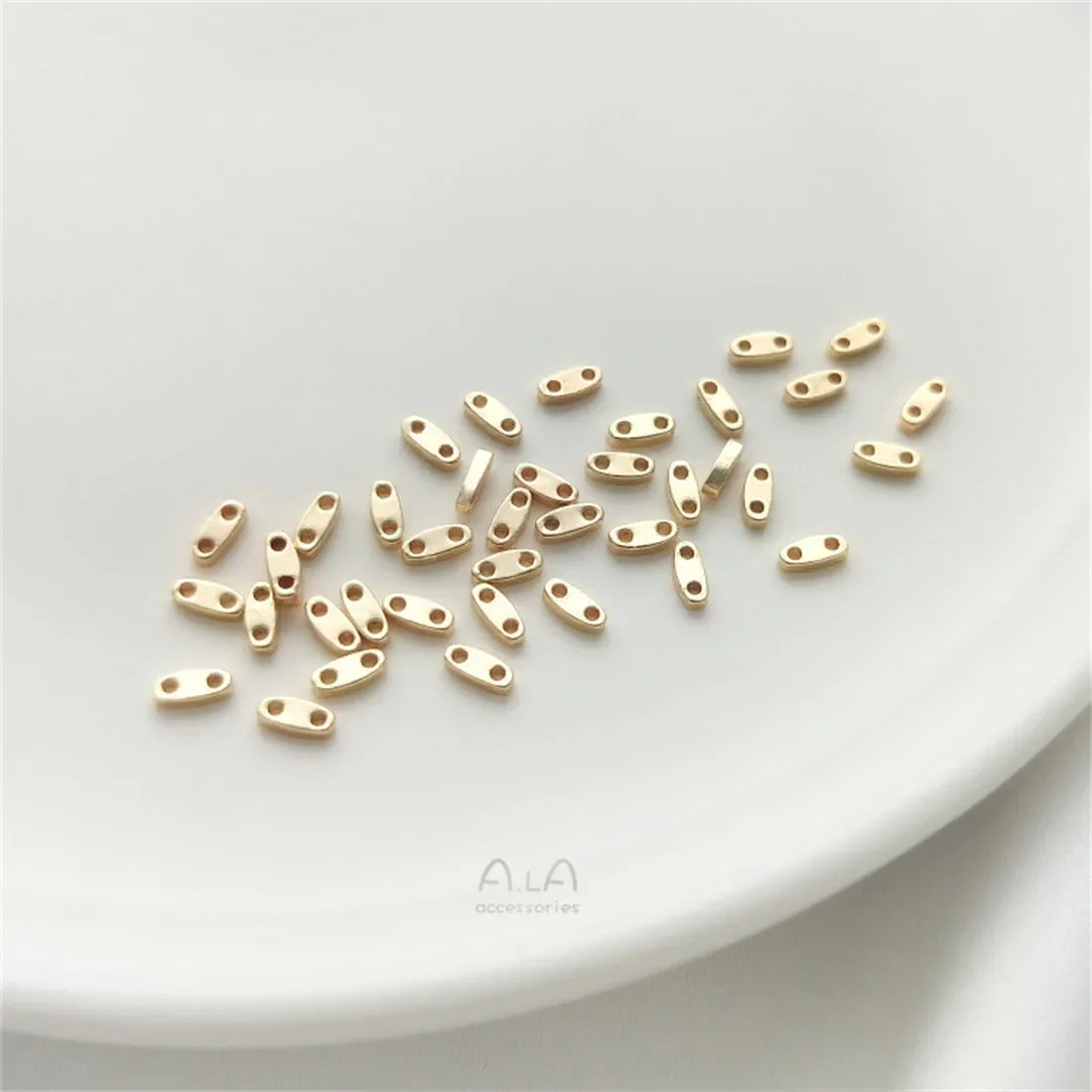 14K Gold-coated Double-row Millet Bead Spacer Accessories Double-hole Spacer Diy Handmade Beaded Bracelet Jewelry Materials C279