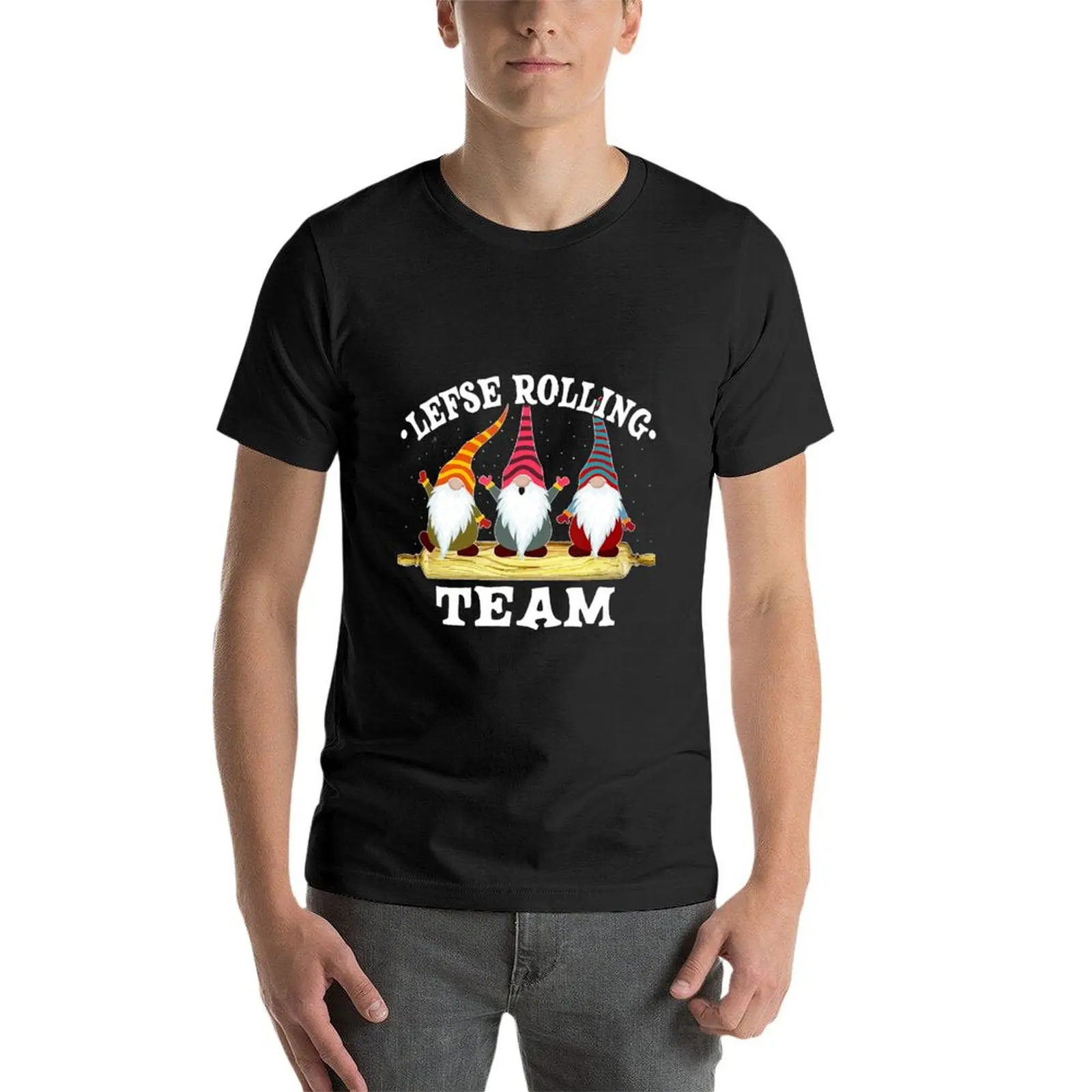 Lefse Rolling Team Nisse Tomte Norway Funny Christmas Gnomes T-Shirt cute clothes summer clothes T-shirt men image 4