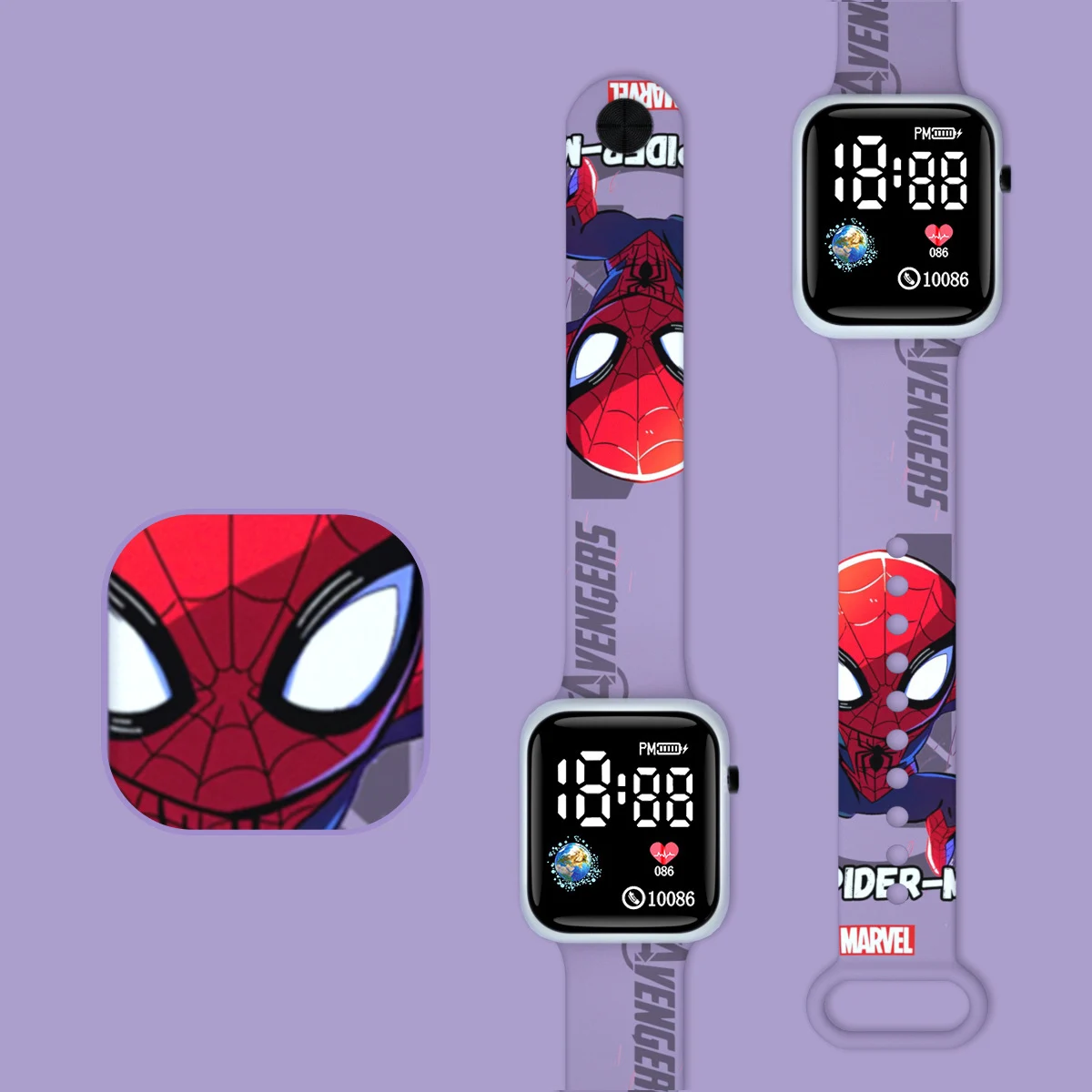 New Cartoon Printed Spideman Children Watches for Kids Boys LED Electric Iron Man Watch Girls Women Student Gift view 2