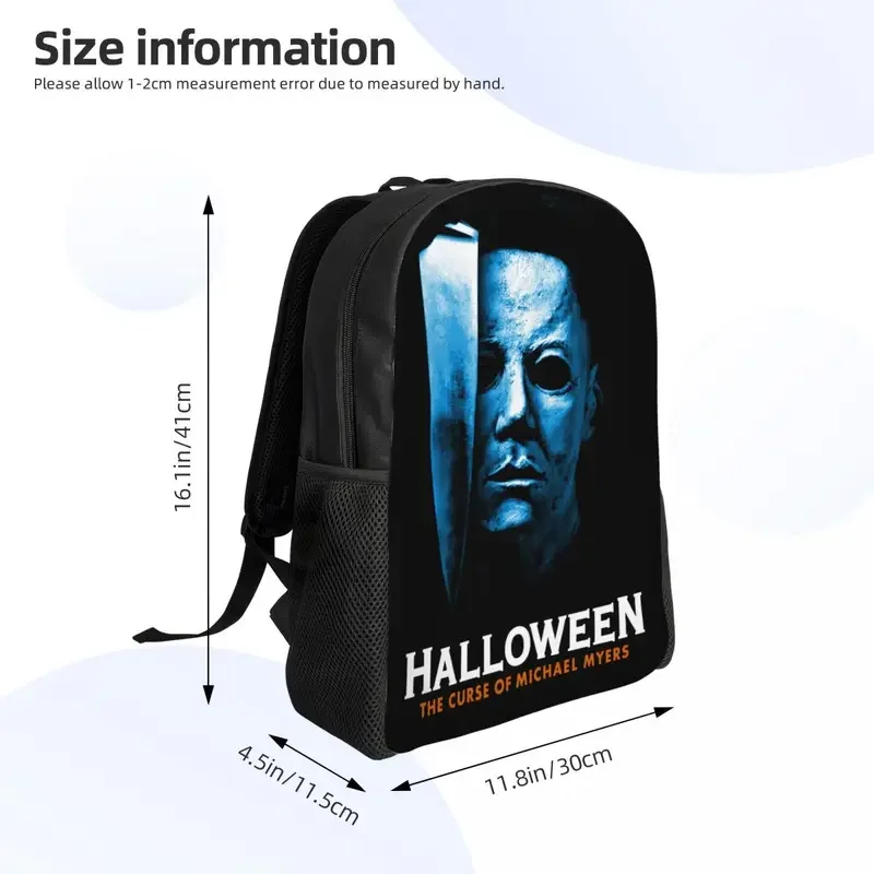 Sacs à Dos Personnalisés avec Imprimé Michael Myers pour Homme et Femme, Sacoche à Livres avec Motif de Film d'Horreur, Idéal pour Halloween