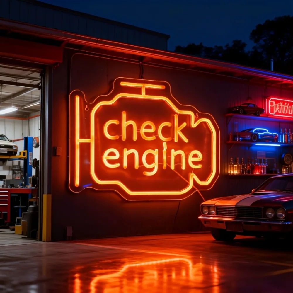 

Неоновая LED-лампа «Check Engine», подходит для гаражей, автомастерских, баров, мужских уголков и других помещений. Подарок для друзей