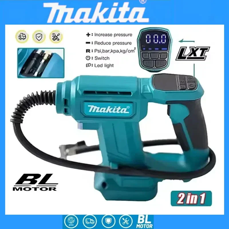 

Беспроводной воздушный насос Makita 2-в-1, портативный автомобильный компрессор для подкачки шин, автоматический электрический насос для аккумуляторов 18В