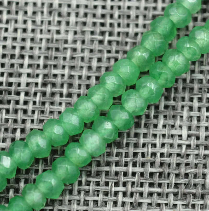 New 2x4mm Faceted Myanmar Natural Emerald Abacus Gems Necklace 18“ Silver clasp