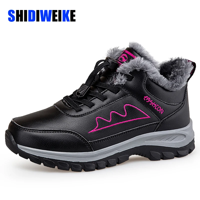 

SDWK Winter Women Boots Outdoor Non-slip Women Hiking Sneaker Winter Waterproof Warm Women Snow Boots Plush Unisex Ankle Shoes