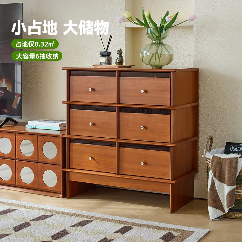 

Medieval solid wood six-chest cabinet, sofa sidecabinet, locker, retro lowcabinet, TV sidecabinet, locker