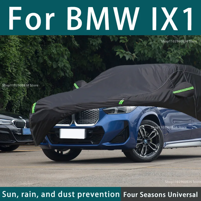 For BMW IX1 210T Full Car Covers Outdoor Sun Uv Protection Dust Rain Snow Protective Anti-hail Car Cover  Auto Black Cover