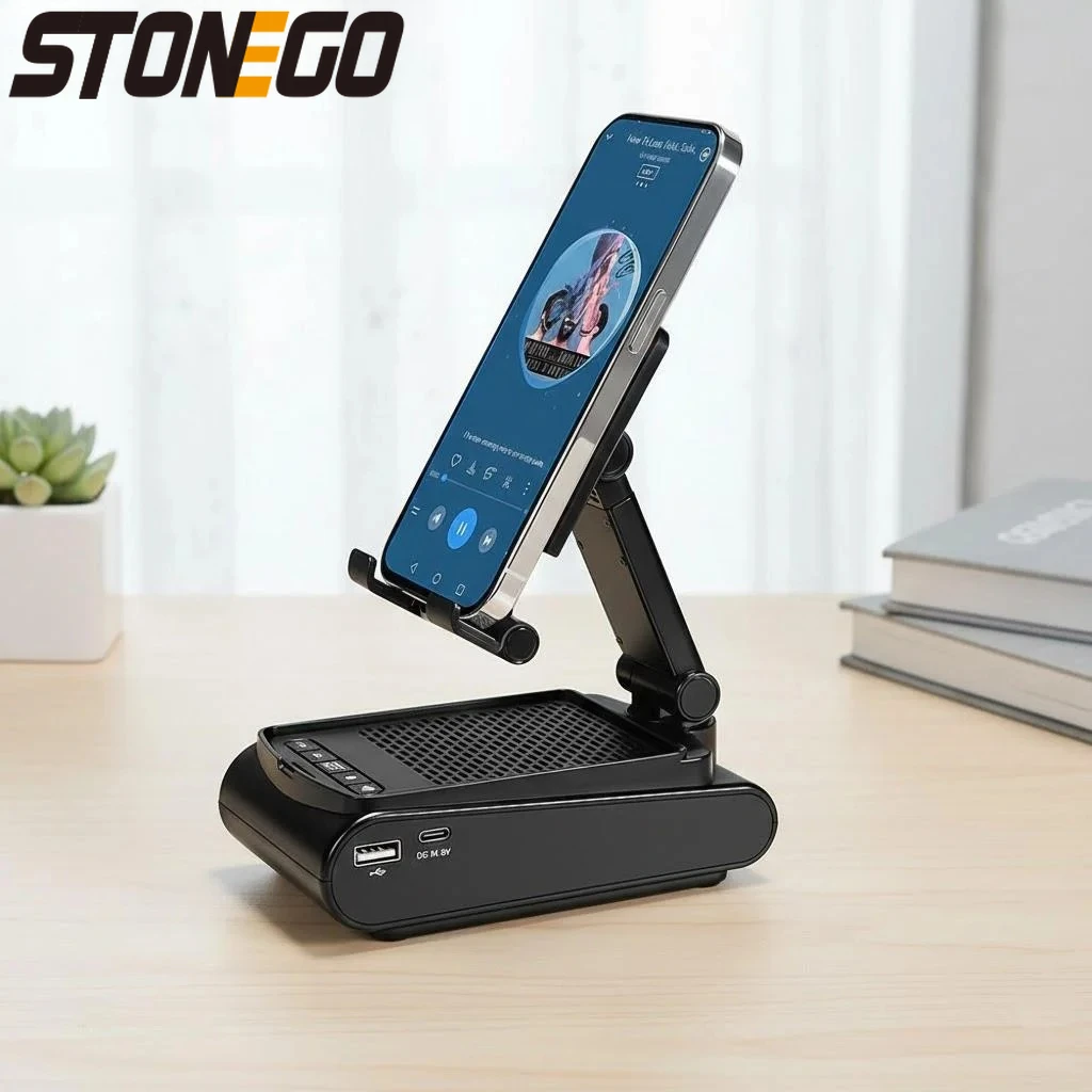 

Wireless 51 Speaker Phone Holder Lazy Desktop Stand with 1500mAh Charging Adjustable Height for Phones Tablets
